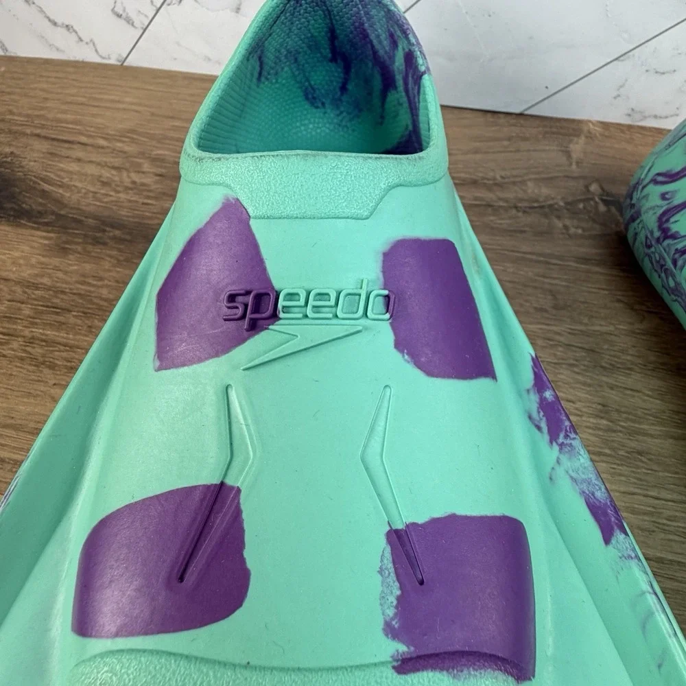 Speedo Kids Youth Swim Fins Size 1-2 Medium Training Flippers Teal Purple